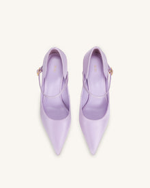Thalina Satin Fabric Pumps - Light Purple
