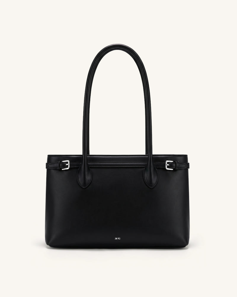 Camille Buckle Strap Tote Bag - Black