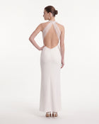 Cross Halter Column Maxi Dress - Ivory