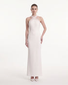 Cross Halter Column Maxi Dress - Ivory