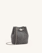 Yara Faux Suede Hand-Woven Bucket Bag - Dark Grey