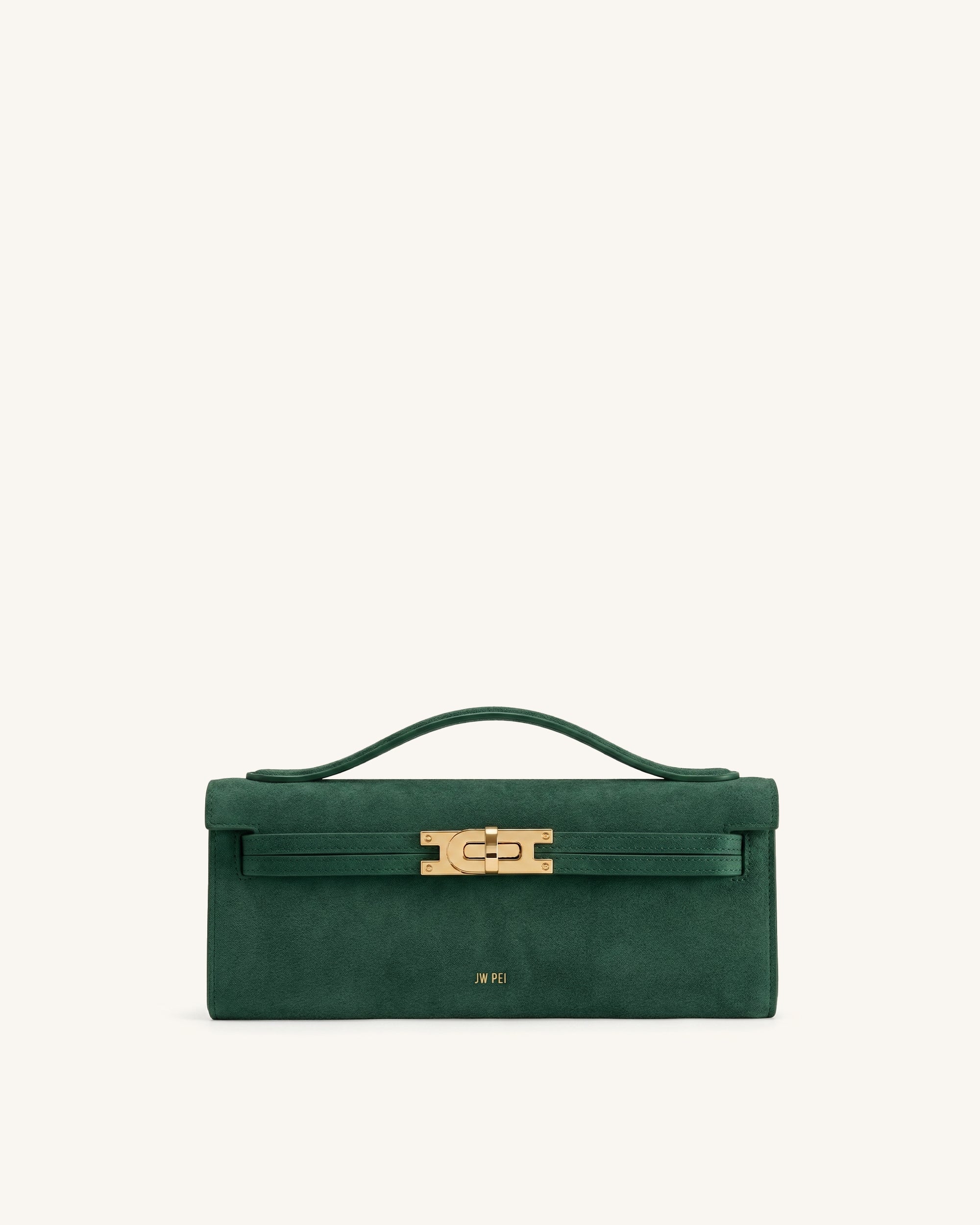 Bria Faux Suede Structured Top Handle Bag - Dark Green