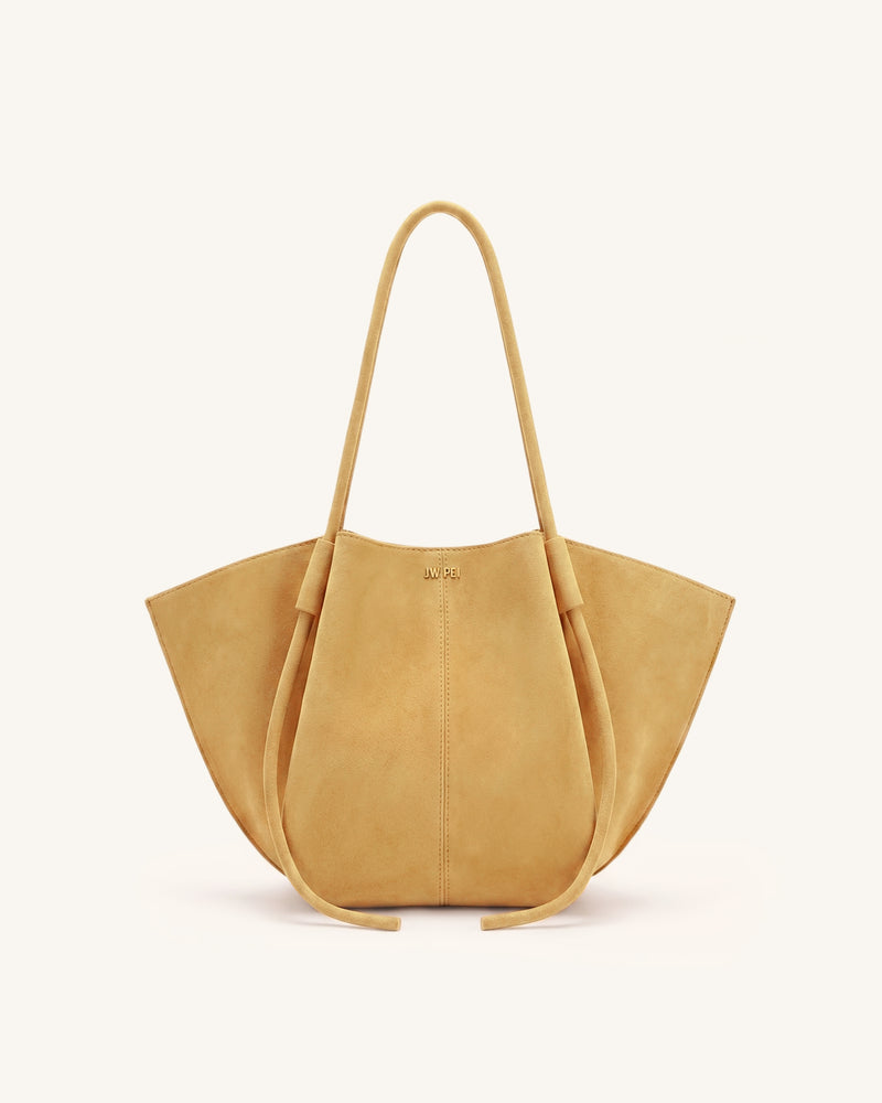 Nala Faux Suede Wide Tote Bag - Ginger Yellow