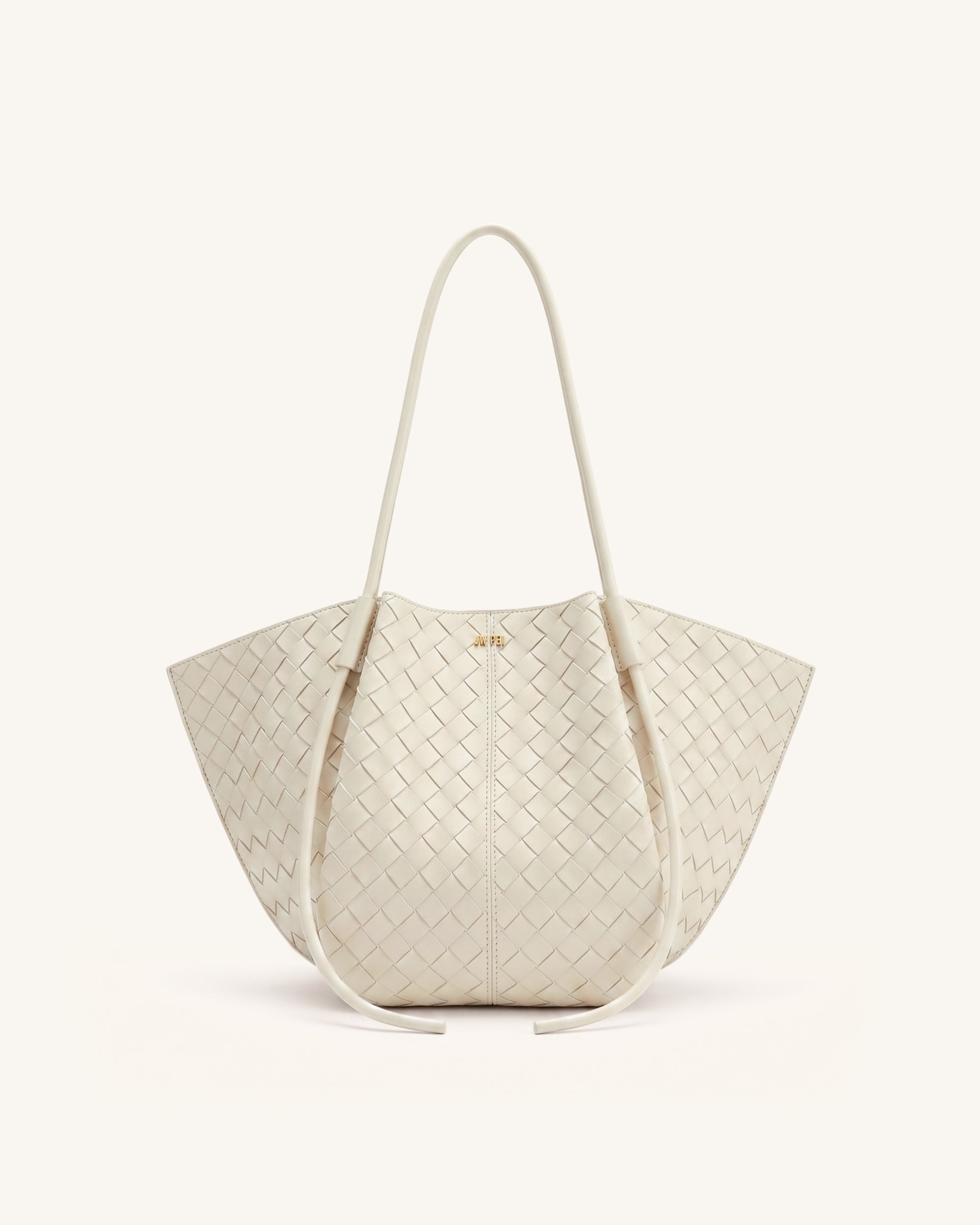 Nala Woven Texture Wide Tote Bag - Off-White