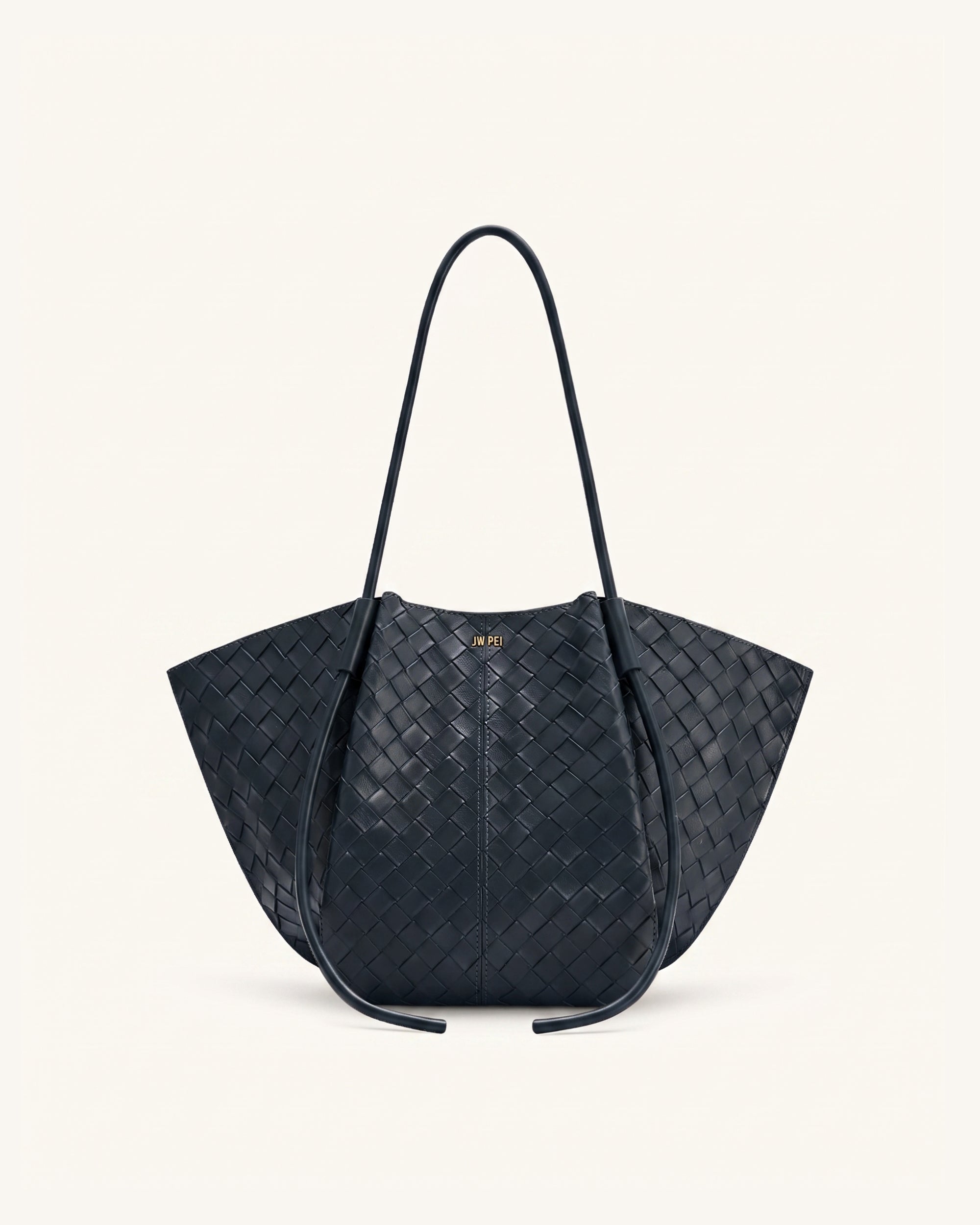 Nala Woven Texture Wide Tote Bag - Navy Blue
