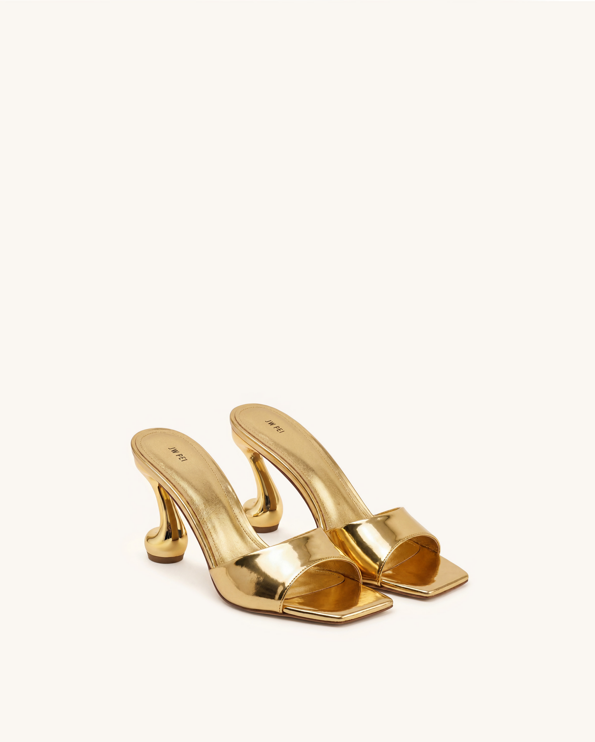 Hannah Metallic Faux Leather Mule Heels - Gold