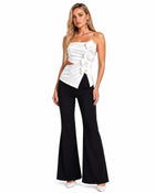 Iris Floral Appliqué Asymmetric Strapless Draped Top - Ivory