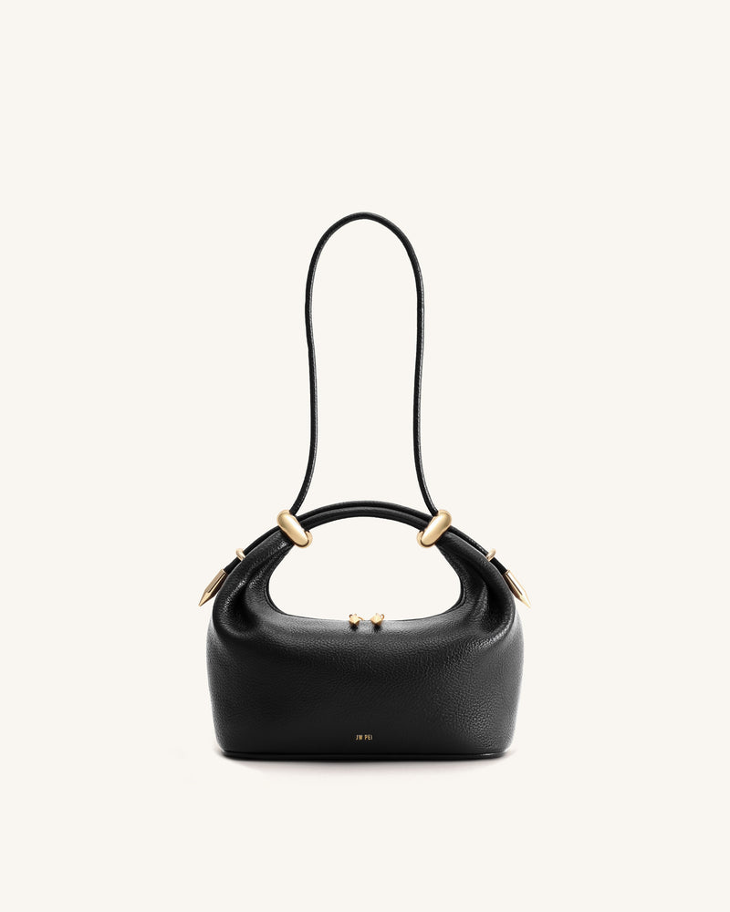 Ellie Metal Ring Embellished Top Handle Bag - Black