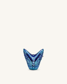 Paisley Crystal Butterfly Clutch - Blue