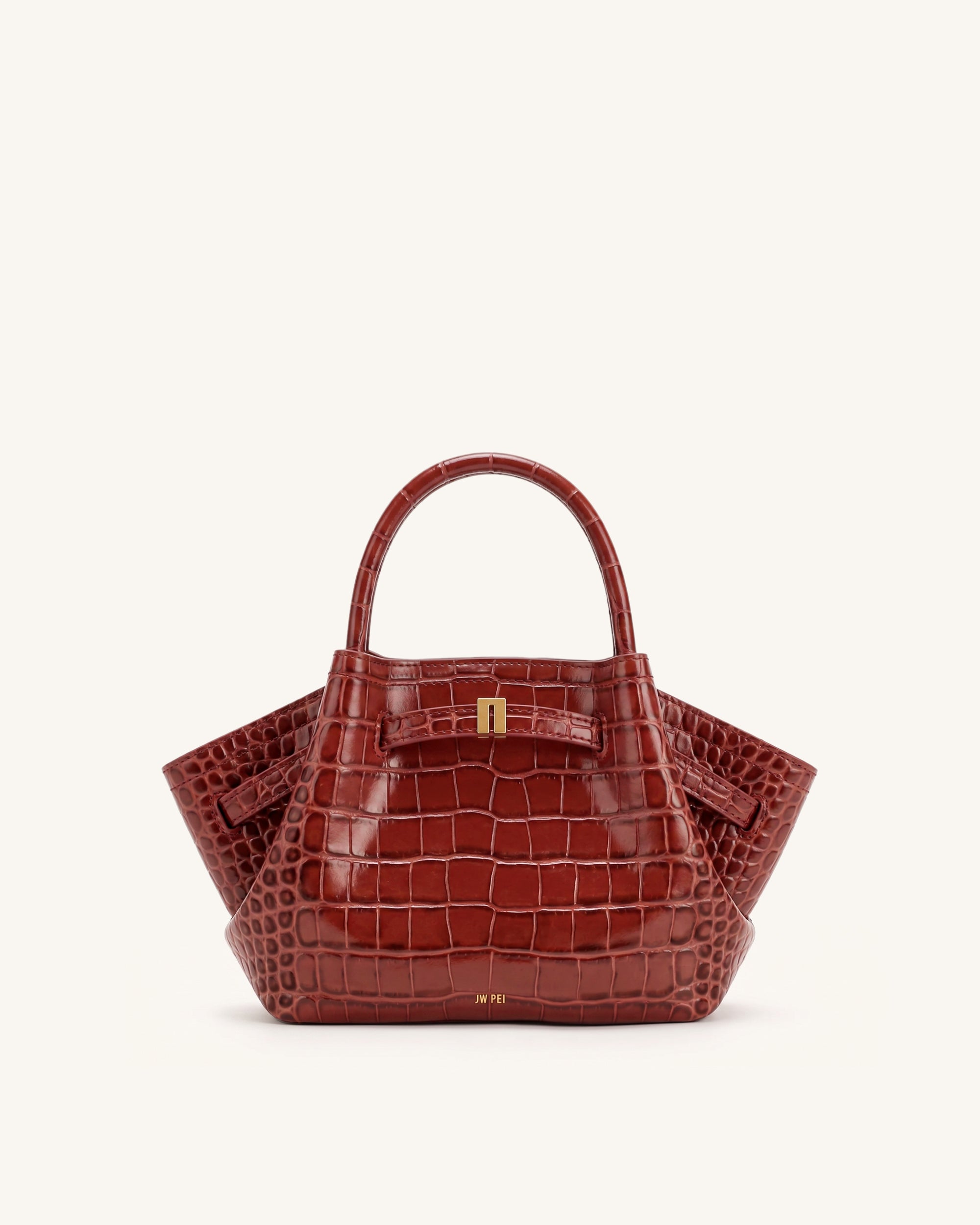 Hana Mini Tote Bag - Deep Burgundy Croc