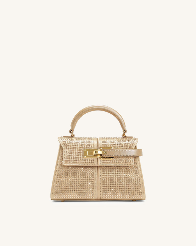 Elise Artificial Crystal Top Handle Bag - Champagne