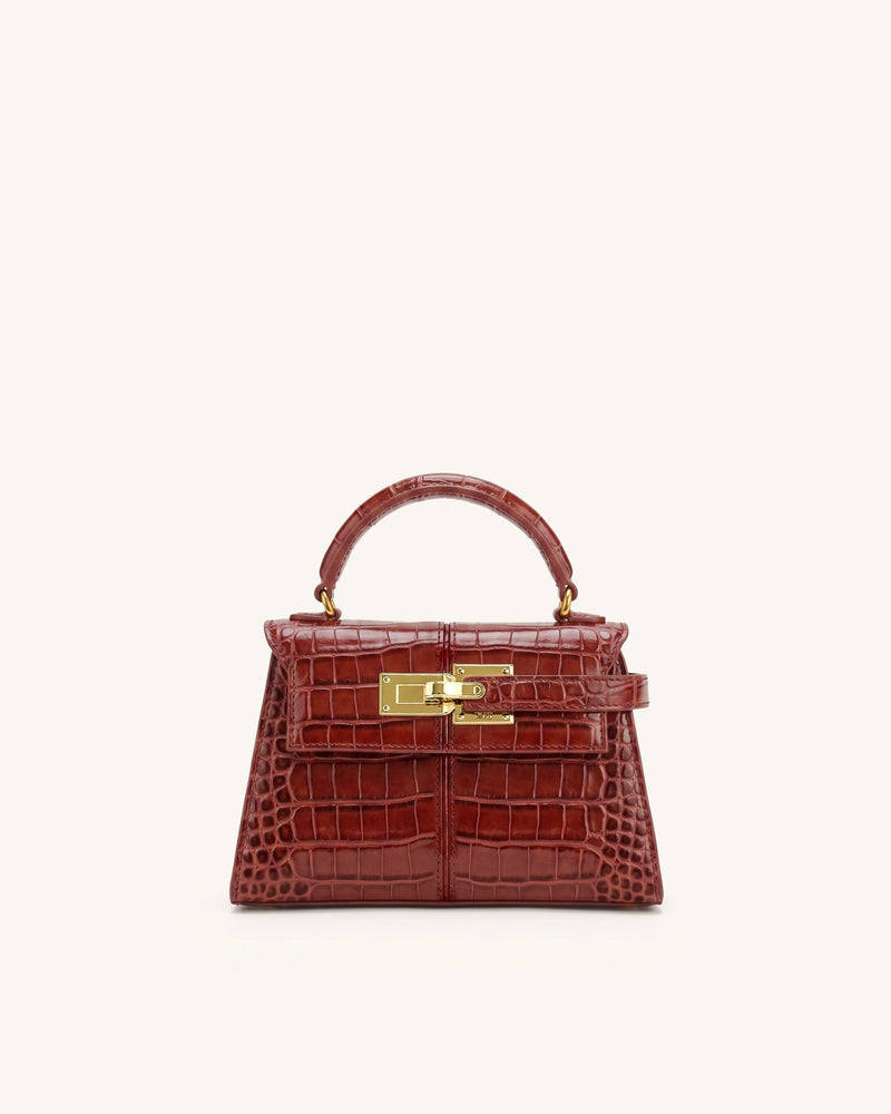 Elise Top Handle Bag - Burgundy Croc