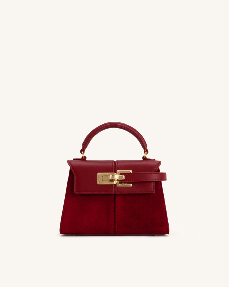 Elise Faux Suede Top Handle Bag - Deep Burgundy