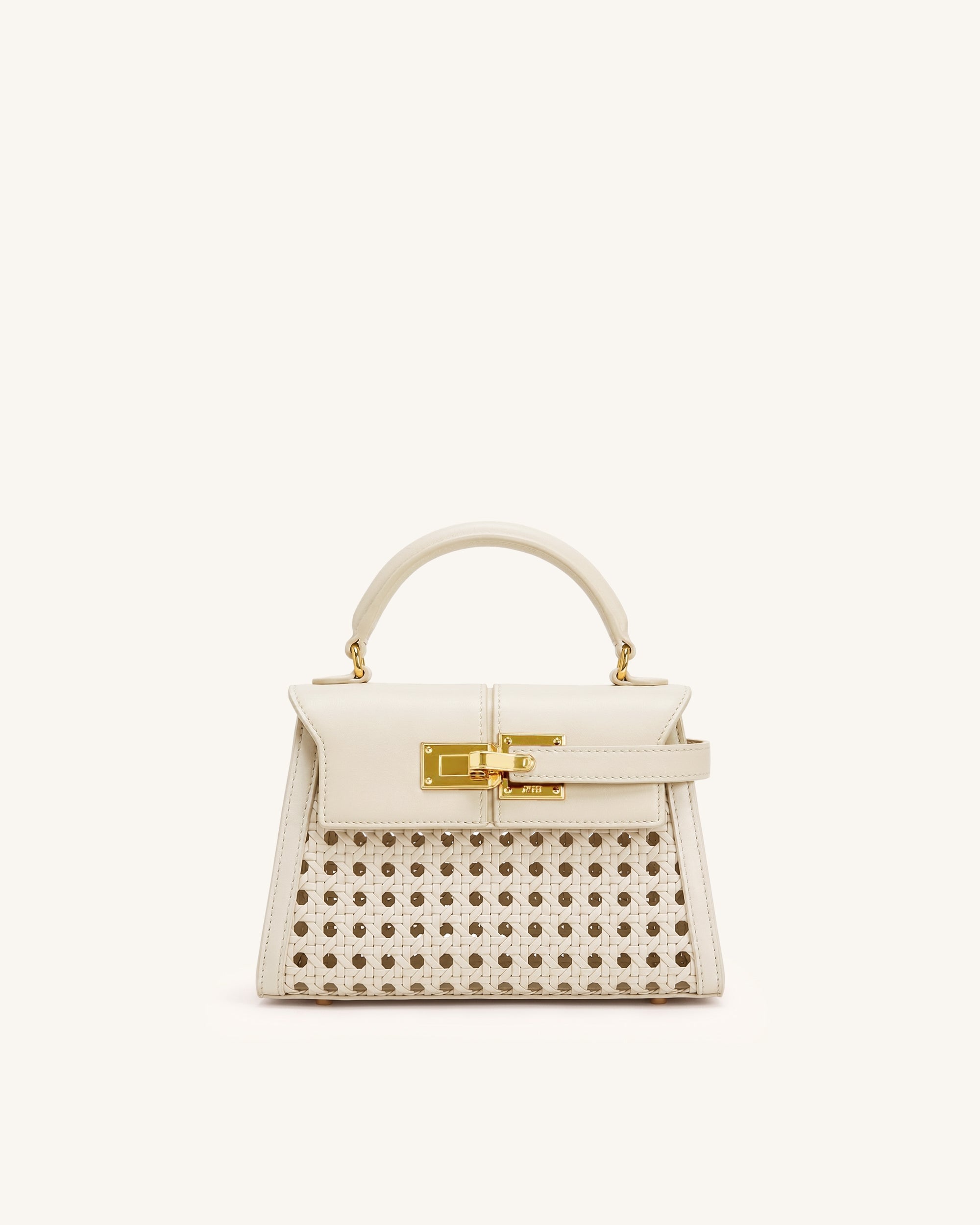Elise Woven Top Handle Bag - Off White