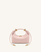 Ellie Faux Suede Metal Ring Embellished Top Handle Bag - Pink