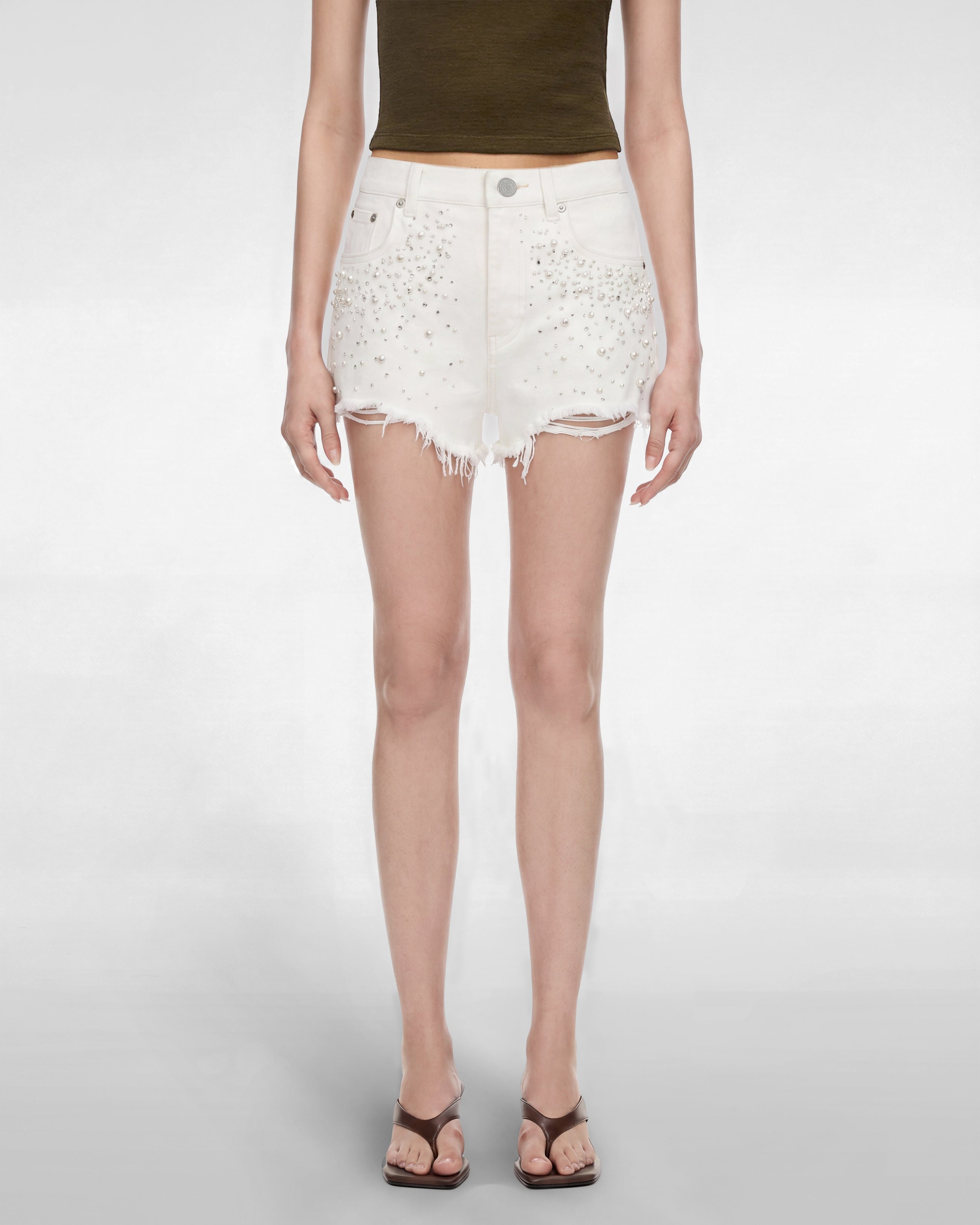 Starlet Pearl Glitz Denim Shorts - Fairest Of Them All