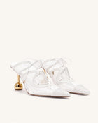 Sofia Lace Bow Mule Heels - White