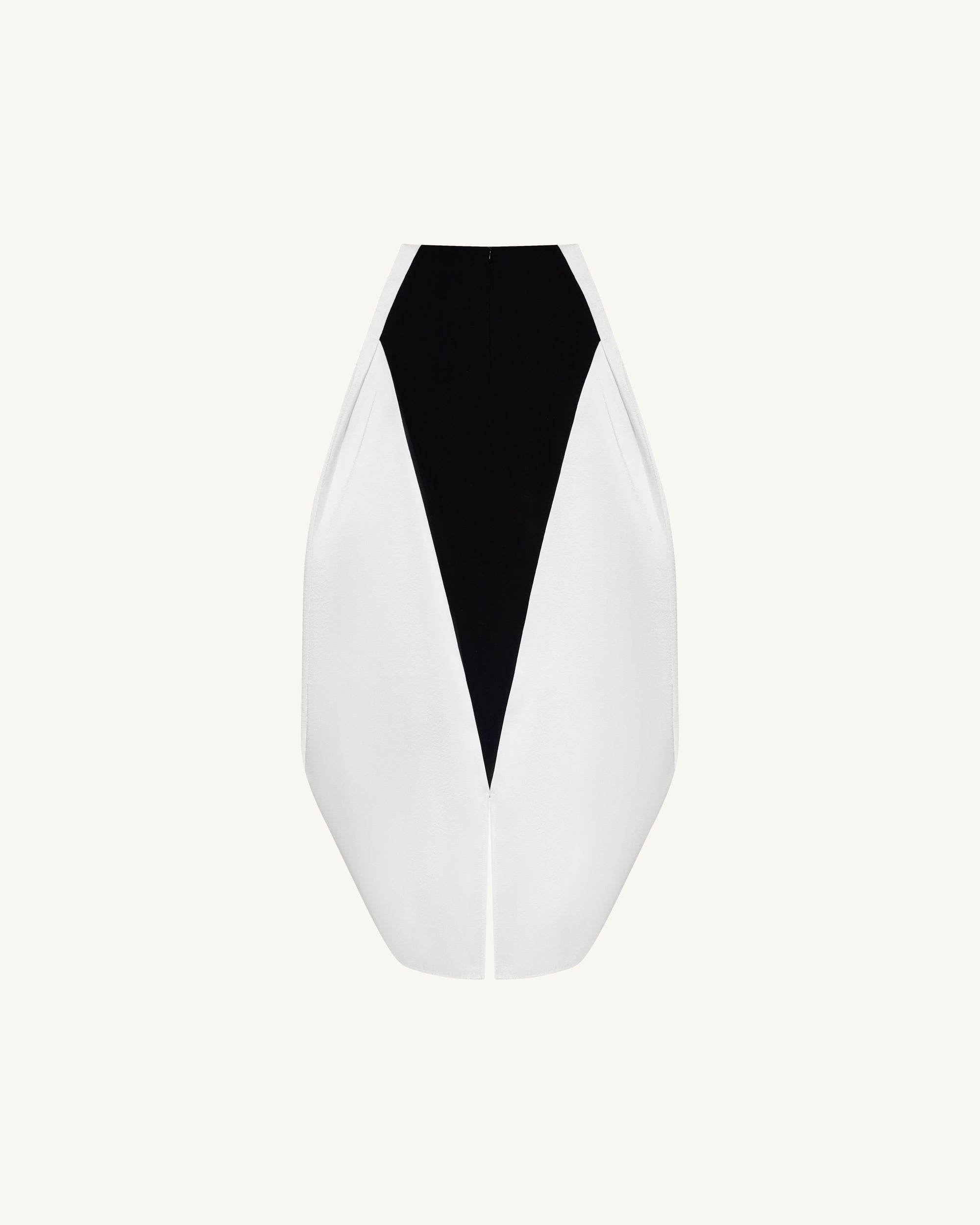 Monochrome Paneled Structured Pannier Maxi Skirt - Black