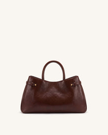 Maeve Dachshund Charm Satchel Tote Bag - Deep Burgundy