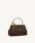Bruna Dachshund Metal Handle Top Handle Bag - Dark Brown