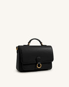 Mirelle Pebbled Top Handle Satchel - Black