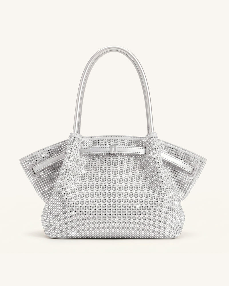 Hana Large Artificial Crystal Tote Bag - Silver