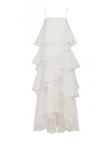 Orchid Embroidered Layered Maxi Dress - White