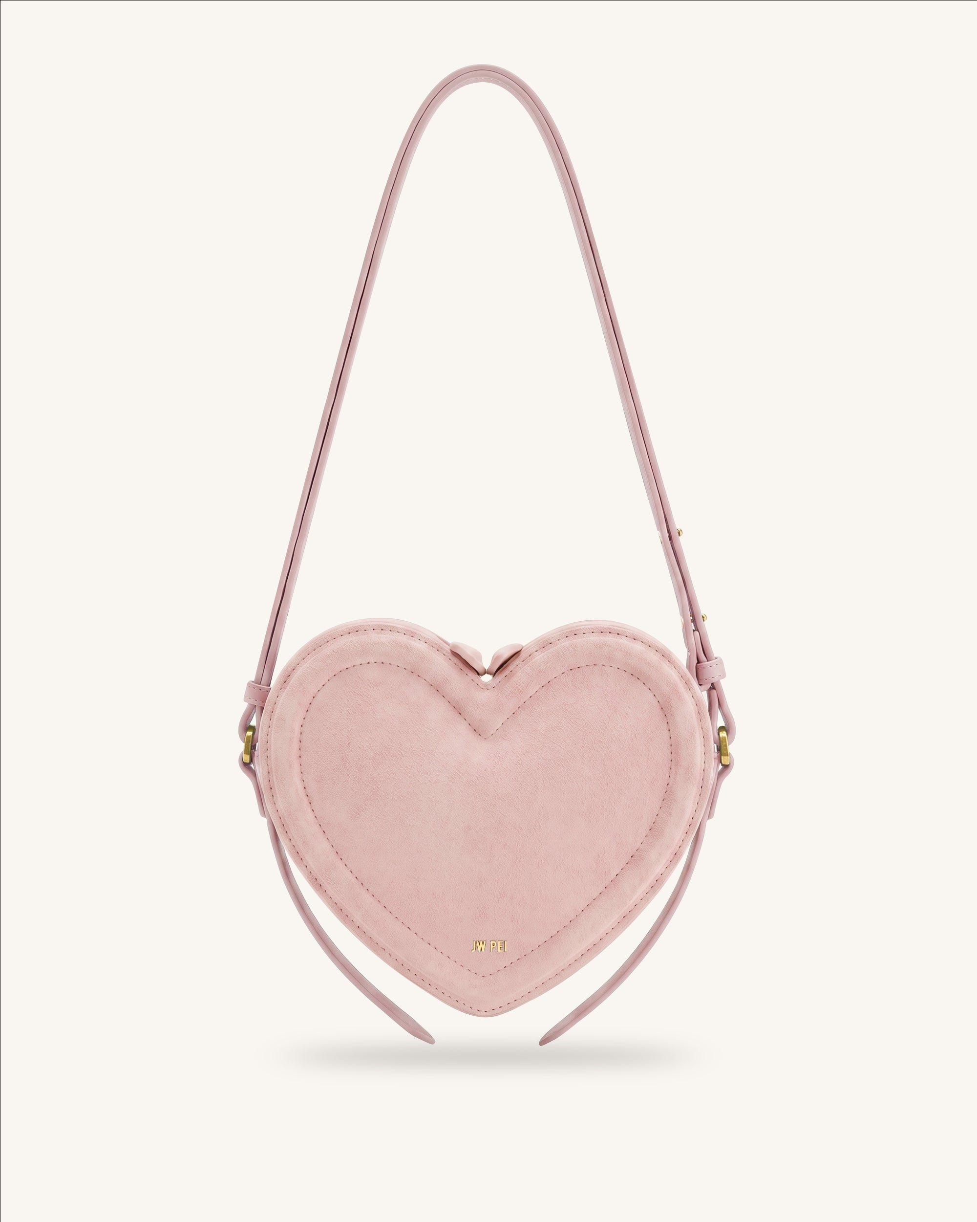 Arlene Faux Suede Heart Shape Crossbody Bag - Pink