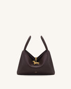Maelle Dachshund Charm Double Handle Bag - Dark Brown