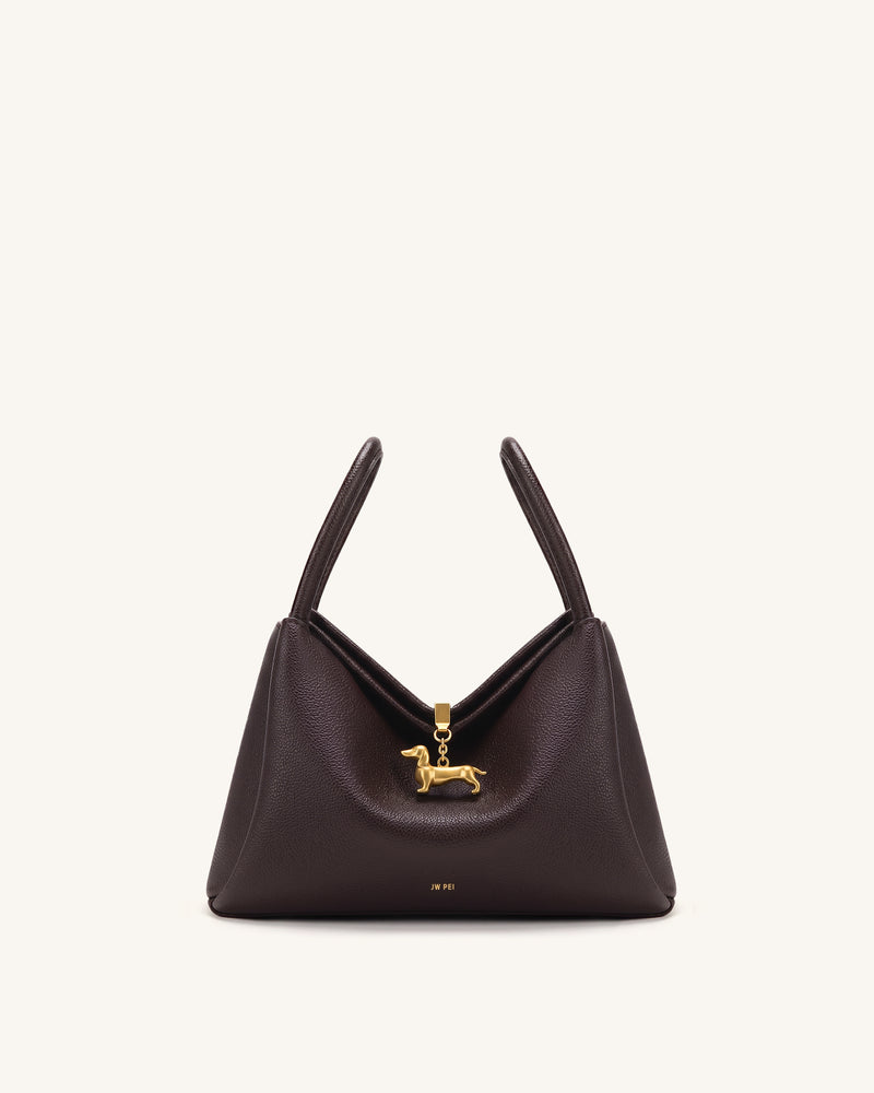 Maelle Dachshund Charm Double Handle Bag - Dark Brown