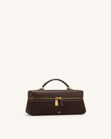 Cleo Faux Suede Vanity Bag - Dark Brown