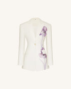 Iris Embroidery Hourglass Blazer - White