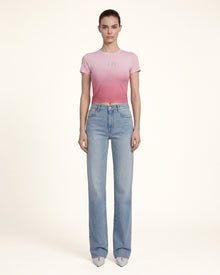The Aura Rhinestone Logo Tee - Rose Sunset