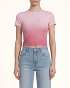 The Aura Rhinestone Logo Tee - Rose Sunset