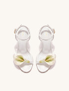 Alivia Calla Lily Gold Metal Heel Sandals - White & Green
