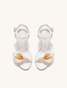 Alivia Calla Lily Gold Metal Heel Sandals - White