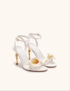 Alivia Calla Lily Gold Metal Heel Sandals - White