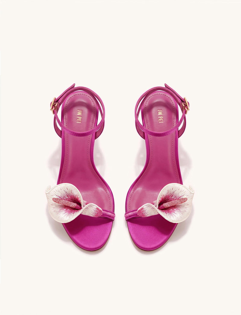 Alivia Calla Lily Gold Metal Heel Sandals - Rose Red