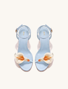 Alivia Calla Lily Gold Metal Heel Sandals - Blue