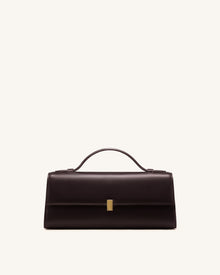 Delphine Flap Top Handle Bag - Dark Brown