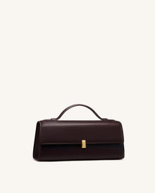 Delphine Flap Top Handle Bag - Dark Brown