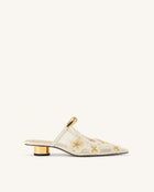 Helena Pierced Floral Mesh Mules - Ivory