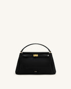 Carmen Faux Suede Top Handle Bag - Black