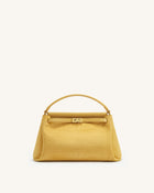 Carmen Faux Suede Croc-Embossed Top Handle Bag - Yellow