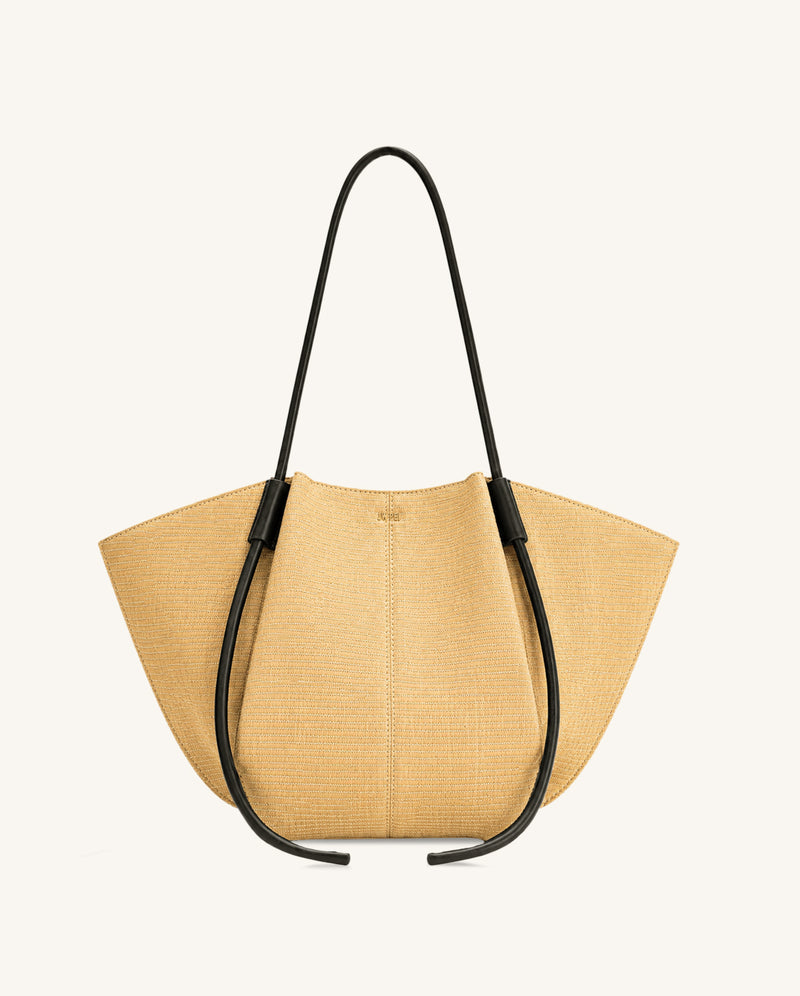 Nala Faux Straw Wide Tote Bag - Natural Color