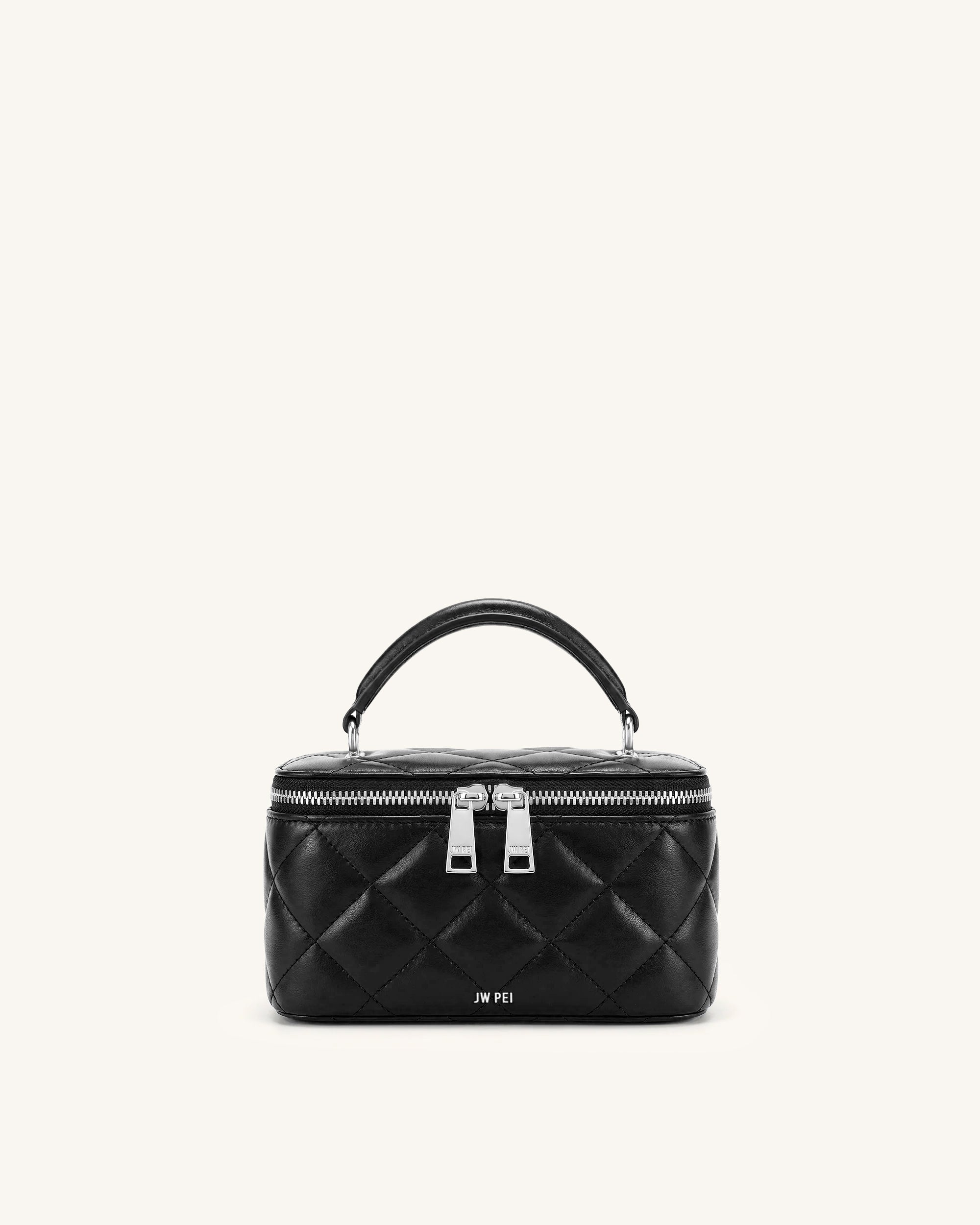 Vivienne Quilted Vanity Top Handle Bag - Black