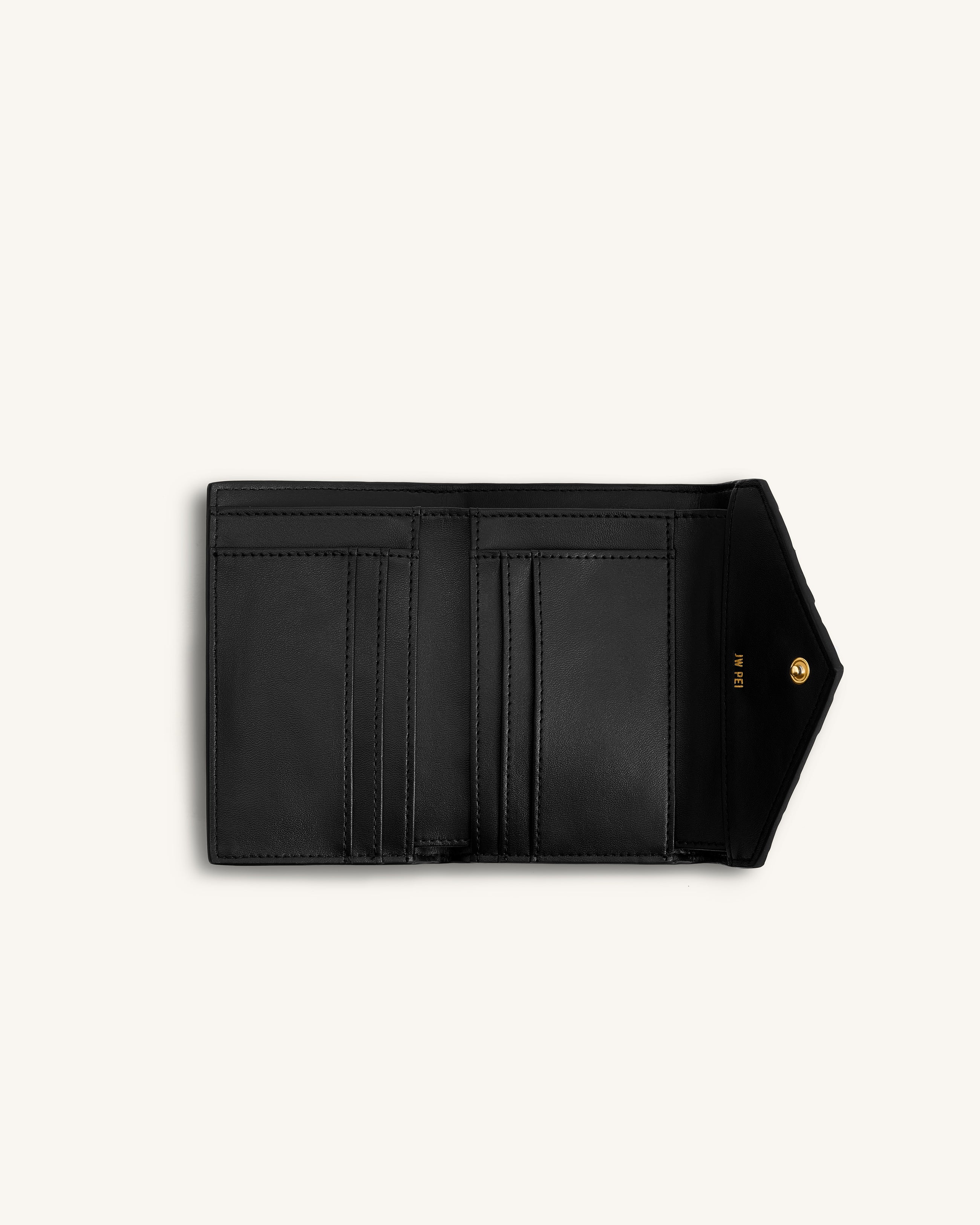 Celeste Woven Textured Envelope Wallet - Black