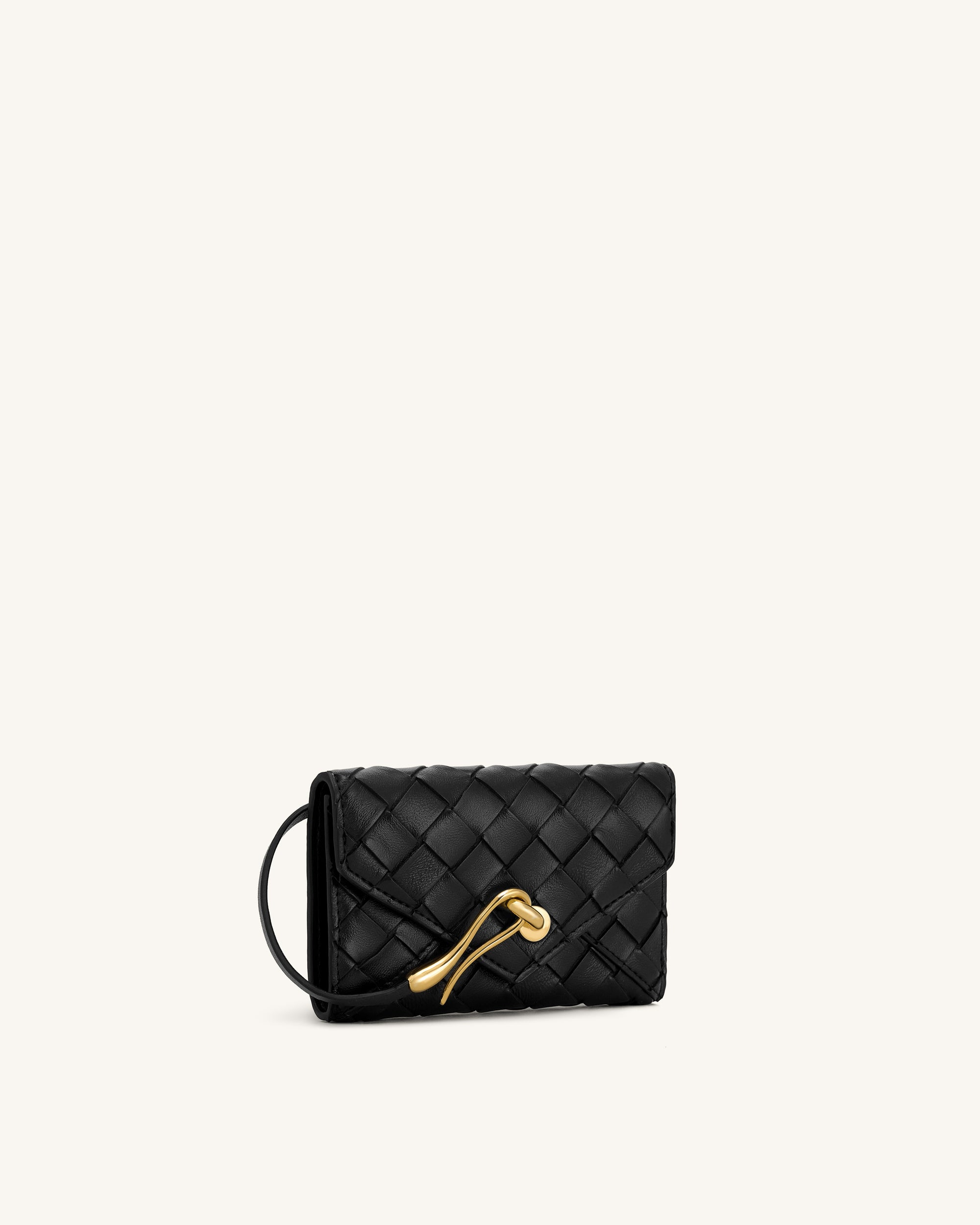 Celeste Woven Textured Envelope Wallet - Black