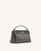 Carmen Faux Suede Top Handle Bag - Dark Gray