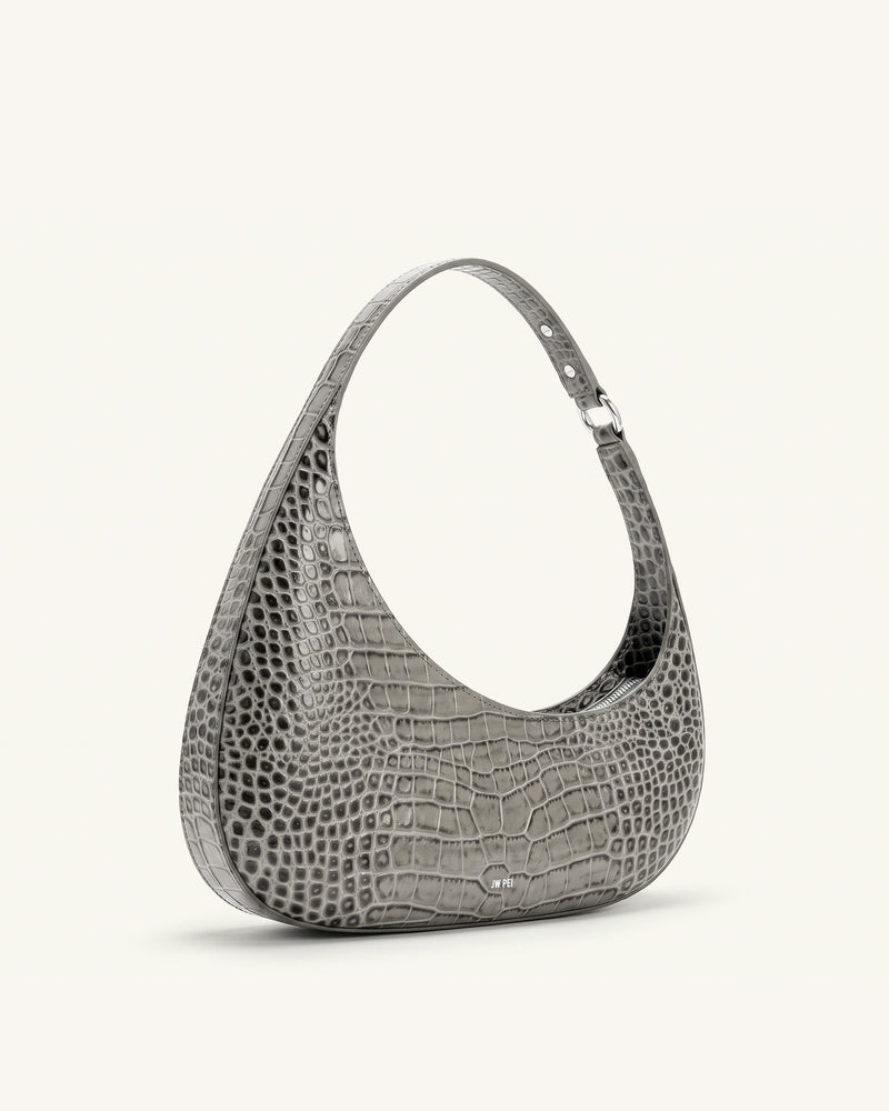 Harlee Shoulder Bag - Light Grey Croc